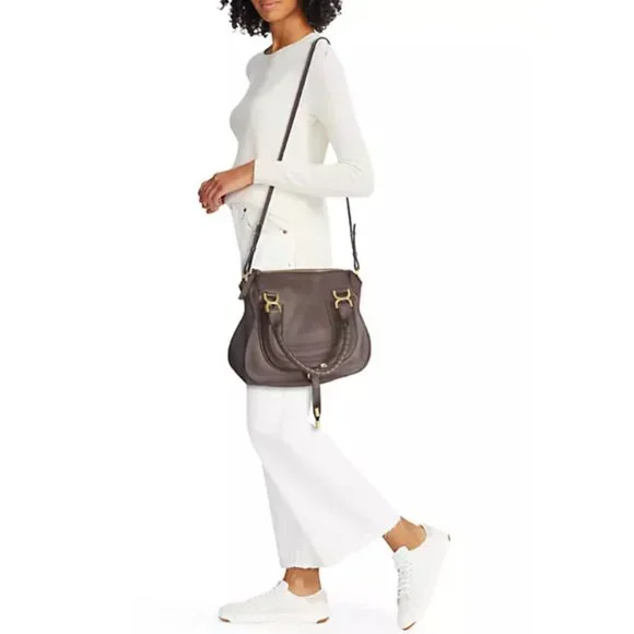 Chloe Medium Marcie Leather Satchel Bold Brown - Picture 3 of 12